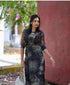 "Elegant Black Floral Organza Printed Sheer Kurti with Stylish Neckline"