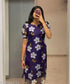 "Trendy Purple Floral Printed Sheer Organza Kurti with Short Sleeves"