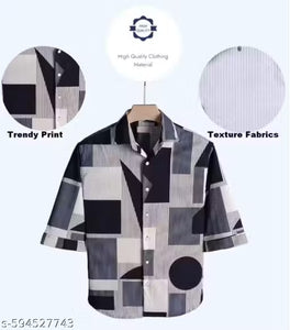 “Trendy Men’s Half Sleeve Printed Shirt – Stylish Multi colour Abstract Design”