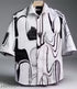 “Trendy Men’s Half Sleeve Printed Shirt – Stylish Black & White Abstract Design”
