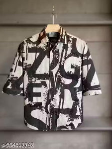 “Trendy Men’s Half Sleeve Printed Shirt – Stylish Multi colour Abstract Design”