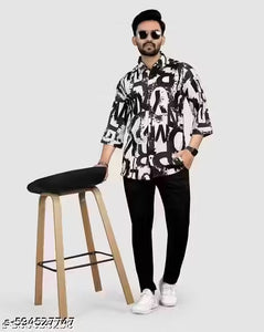 “Trendy Men’s Half Sleeve Printed Shirt – Stylish Multi colour Abstract Design”
